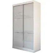 Beautysofa Kleiderschrank 150cm Hochglanz Schiebetüren Kleiderstangen Modern Garderobenschrank Weiß Viva