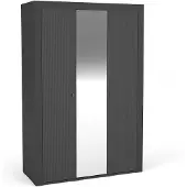 Beautysofa Drehtürenschrank MONTA Kleiderschrank mit 3 Türen und Spiegel, Schwarz