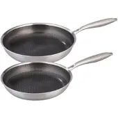TS Electronic 2er-Set Kratzfeste Edelstahlpfannen, Wabenstruktur, 24 und 28 cm