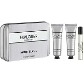 Mont Blanc Set : Explorer Platinum Eau De Parfum For Men 7.5 ml + Explorer Platinum Hydrating Cream For Face 30 ml + Explorer Platinum Hydrating Shower Gel All Skin Types 30 ml
