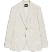 BOSS Slim-Fit Blazer aus karierter Leinen-Baumwoll-Seide Grösse 56