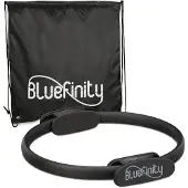 Relaxdays 10 x Pilates Ring mit Übungen, Doppelgriff, gepolstert, Widerstandsring Yoga, Fiberglas, Sportring, Ring Ø 37cm, schwarz