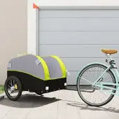 vidaXL Möbel Fahrradanhänger Schwarz und Grün 45 kg Eisen - Fahrradanhänger &36175