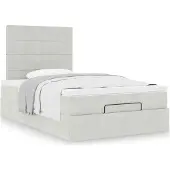 Syfax Ottoman-Bett mit Matratzen Hellgrau 120x190 cm Samt