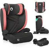 Lionelo Hugo I-Size Autokindersitz ab 4 - 12 Jahre, ab 15 kg - 36 kg, i-Size ISOFIX oder Autogurte- Pink Baby