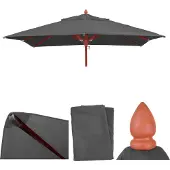 Mendler Ersatz-Bezug für Gastronomie Holz-Sonnenschirm MCW-C57, Sonnenschirmbezug Ersatzbezug, eckig 3x3m Polyester anthrazit