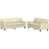vidaXL 2-tlg. Sofagarnitur Creme Kunstleder