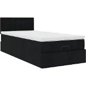 Syfax Ottoman-Bett mit Matratze Schwarz 100x200 cm Stoff