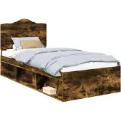 Syfax Bettrahmen Geräucherte Eiche 90 x 200 cm Massives Kiefernholz