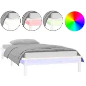 Syfax Massivholzbett mit LEDs Weiß 90x190 cm