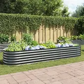 Prolenta Maison Exclusive - Garten-Hochbeet 320x80x44 cm Verzinkter Stahl Grau