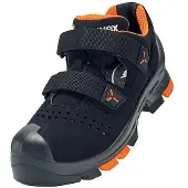 Uvex 2 Sicherheitsschuh S1 PL Sandale, 12/38, Unisex, Erwachsener, Sicherheitssandalen, Schwarz, Orange, EN, ESD, P, S1, SRC, Klettverschluss