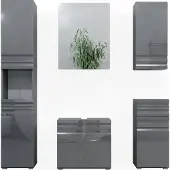 Vicco Badmöbel-Set Fredd Anthrazit Hochglanz 5 Teile, Model 30009