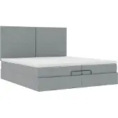 Syfax Ottoman-Bett mit Matratzen Hellgrau 200x200 cm Stoff