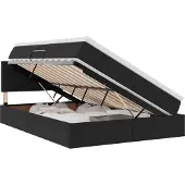 Syfax Aufbewahrungsbett mit Matratze Schwarz 140 x 200 cm Samt