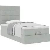 Syfax Ottoman-Bett mit Matratzen Hellgrau 100x200 cm Samt