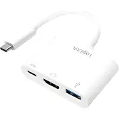 Logilink 0.14m, 2xUSB-C/HDMI+USB A, Weiß, 0,14 m, 59,1 mm, 40,2 mm, 14,1 mm, 30 g