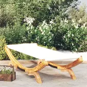vidaXL Loungebett 100x188,5x44 cm Bugholz Massiv Creme , Gartenliegen Design 2024