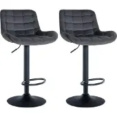 CLP 2er Set Barhocker Tover 360° drehbar und in der Höhe verstellbar schwarz Material Kunstleder