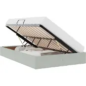 Syfax Ottoman Bettgestell mit Speicher Hellgrau 120 x 200 cm Samt