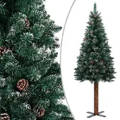 Syfax Weihnachtsbaum Schlank mit Echtholz und Schnee Grün 150 cm