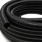 Wiltec Flexibler Förderschlauch 25m Spiralschlauch 32mm (1 1/4") schwarz mit Verstärkungsspirale Bewässerung Wasser Teich