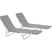 vidaXL Klappliegen 2 Stk. Stahl und Stoff Grau