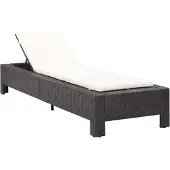 Syfax Sonnenliege mit Auflage Schwarz Poly Rattan