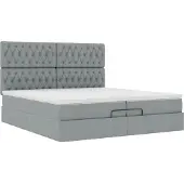Syfax Ottoman-Bett mit Matratzen Hellgrau 200x200 cm Stoff