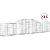vidaXL Gabionen mit Hochbogen 15 Stk. 300x30x60/80 cm Verzinktes Eisen