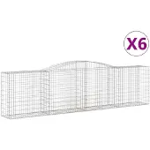 vidaXL Gabionen mit Hochbogen 6 Stk. 400x50x100/120cm Verzinktes Eisen