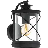 Eglo Außen-Wandlampe Hilburn, 1 flammige Außenleuchte, Wandleuchte aus verzinktem Stahl und Kunststoff, Farbe: Schwarz, Fassung: E27, IP44