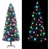 Syfax Vorbeleuchteter Weihnachtsbaum mit Ständer und LED 240 cm Glasfaser