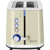 Ecg ST 2766 Vintage Vanilla | Toaster | 2 Fächer für Toast | 7 Stufen der Heizintensität | Integrierter Backrost| Edelstahl | Vanilla |