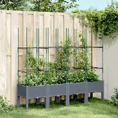 Prolenta Maison Exclusive - Pflanzkübel mit Rankgitter Blaugrau 160x40x142,5 cm PP