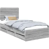 Syfax Bettrahmen Graues Sonoma 90 x 190 cm Ingenieurs Holz