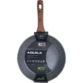 Resto Kitchenware Bratpfanne "Aquila, tiefe Schmorpfanne langlebig und spülmaschinenfest" Aluminium 1 Stk. tlg. mit ergonomischem weichem Griff in Holzoptik