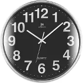 Lowell Justaminute 00816, Wand, Quarzuhr, Kreis, Schwarz, Chrom, Kunststoff, 35,5 cm