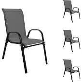 Mojawo 4er Outdoorstuhl Gartenstuhl Stapelstuhl Metall Textilen Anthrazit