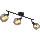 Globo Lighting Strahler Metall schwarz matt, Glas rauchfarben, LxBxH: 450x90x166mm, exkl. 3x E14 40W 230V