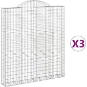 vidaXL Gabionen mit Hochbogen 3 Stk. 200x30x220/240cm Verzinktes Eisen