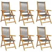 vidaXL Gartenstuhl Verstellbar 6 Stk. Grau Massivholz Akazie