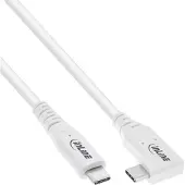 InLine USB4 Kabel, USB-C, einseitig gewinkelt, PD 240W, 8K60Hz, TPE, weiß, 1m, 1 m, USB C, USB C, USB4 Gen 3x2, 40 Gbit/s, Weiß