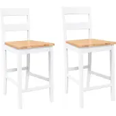 vidaXL Barhocker 2 Stk. Weiß Massivholz Gummibaum