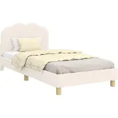 Syfax Kinderbettgestell mit Kopfteil Creme 80 x 200 cm Bouclé