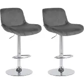 CLP 2er Set Barhocker Solon Chrom Samt - creme