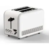 Schaefer Toaster Retro 2-Scheiben Toaster Toastautomat 850 Watt Weiß/Silber