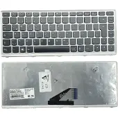 T-ProTek DEUTSCHE - Tastatur Schwarz. Silber Rahmen kompatibel für Lenovo IdeaPad U430P