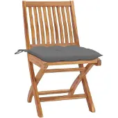 vidaXL Gartenstühle 2 Stk. mit Grauen Kissen Massivholz Teak