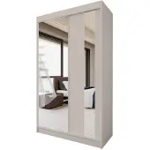 Beautysofa GAJA Kleiderschrank 120 cm mit Spiegel – Schwebetürenschrank 2-türig, Schlafzimmer Schrank, Kaschmir/Kaschmir ohne Schubkasteneinsätze